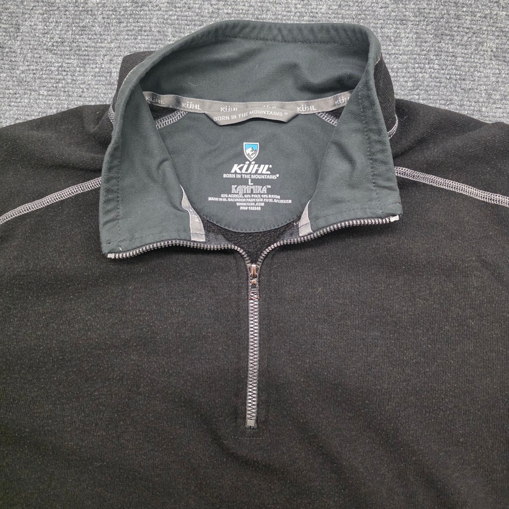 Kuhl Kashmira Mens Large Black Gray 1/4 Zip Fleece Pullover Sweater RN 103846 - Picture 6 of 13